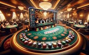Betting layout options and chip selection menu